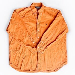 Vintage Ralph Lauren Men's XL Orange Button Up Shirt